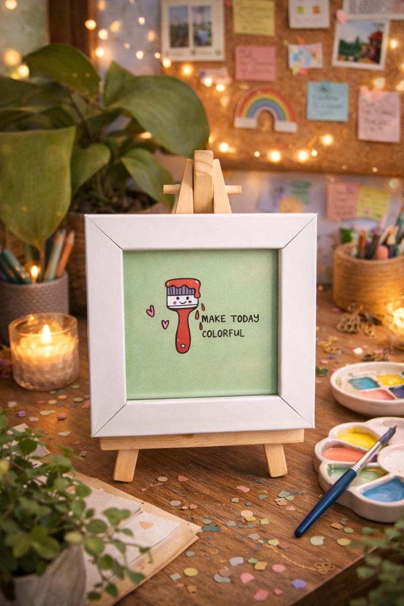 6-Inch Framed Mini Easel Art 🖼️✨ | Aesthetic Quote & Illustration Desk Decor